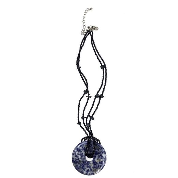 Necklace | Blue White Stone Donut Pendant NWOT - Picture 3 of 4